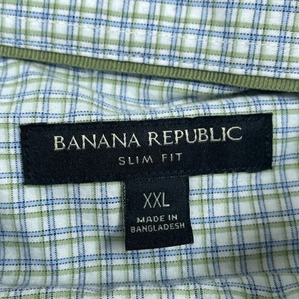 Banana Republic Slim Fit Plaid Dress Shirt XXL Long Sleeve Cotton a0965